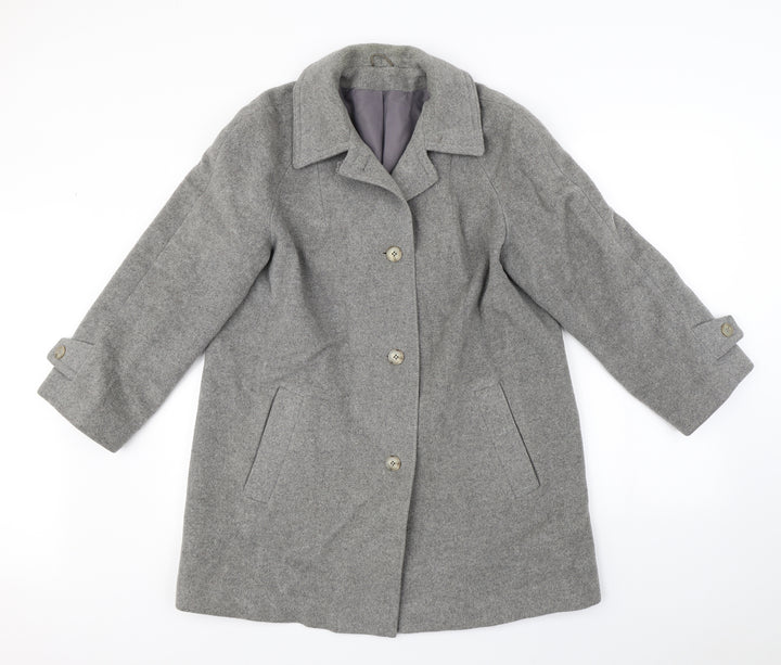 Noto Womens Grey Overcoat Coat Size 14