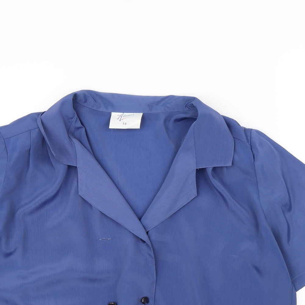 Amari Womens Blue   Basic Button-Up Size 14