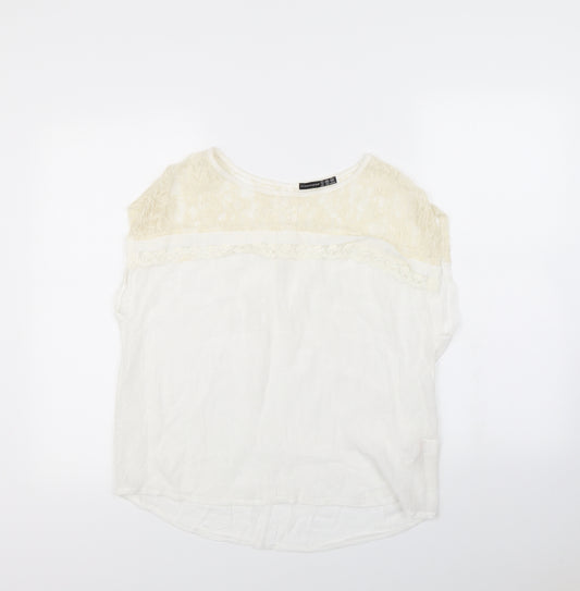 Front view of Atmosphere women’s white basic blouse, size UK 12