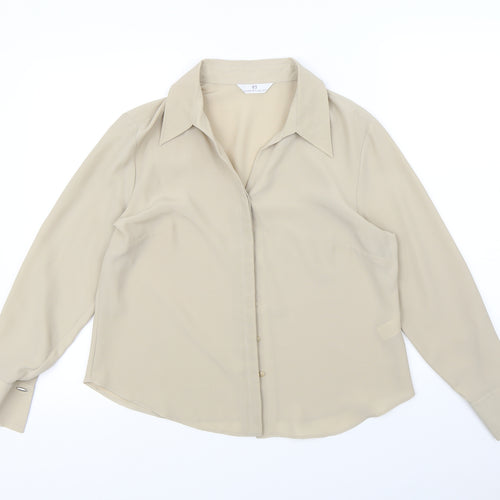 Essentials Womens Beige   Basic Button-Up Size 16