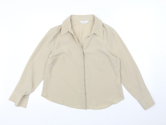 Front view of Essentials women’s beige basic button-up, size UK 16