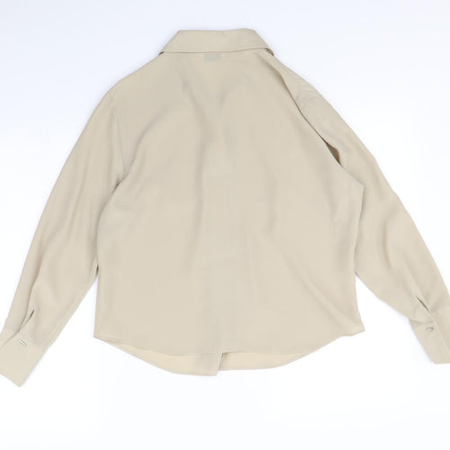 Essentials Womens Beige   Basic Button-Up Size 16