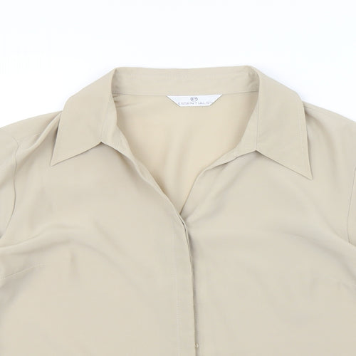 Essentials Womens Beige   Basic Button-Up Size 16