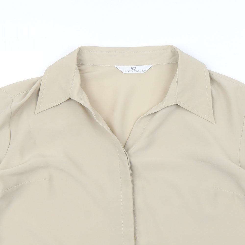 Essentials Womens Beige   Basic Button-Up Size 16
