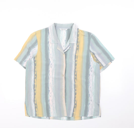 Front view of Berketex women’s multicoloured striped basic button-up, size UK 14