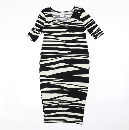Front view of ASOS women’s black animal print bodycon, size UK 8