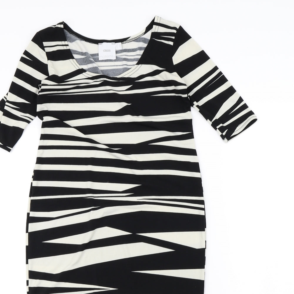 ASOS Womens Black Animal Print  Bodycon  Size 8
