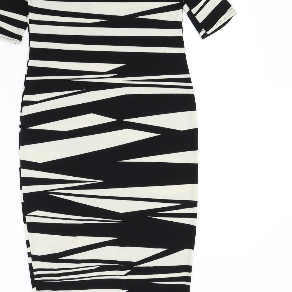 ASOS Womens Black Animal Print  Bodycon  Size 8