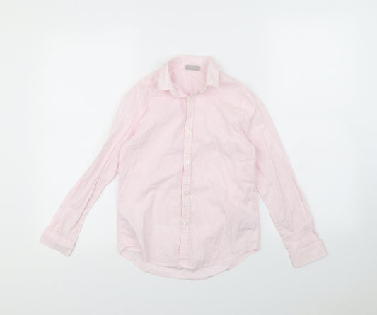 Front view of Next boys’ pink basic button-up, size 9, years