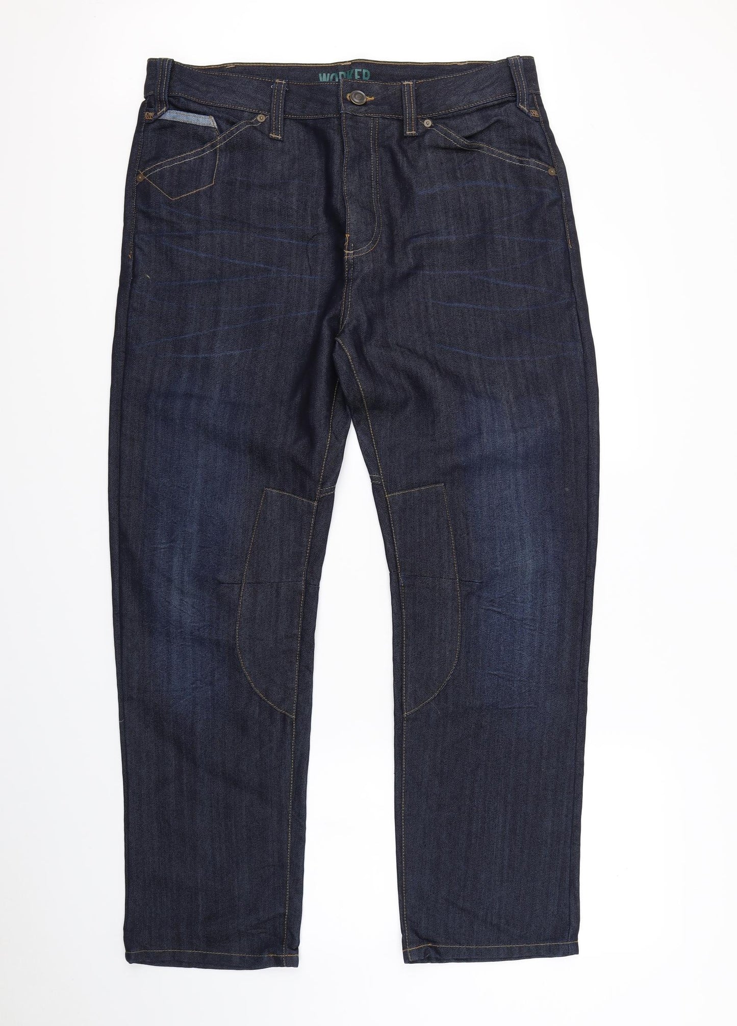 WORKER Mens Blue   Straight Jeans Size 36 in L32 in