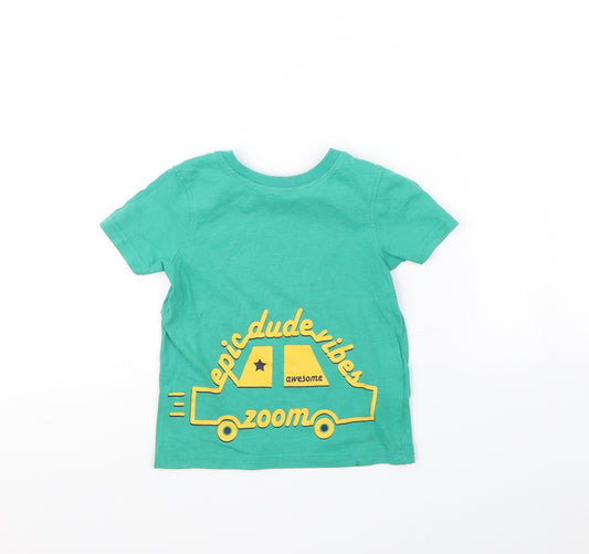Front view of George boys’ green basic t-shirt, size 2, years
