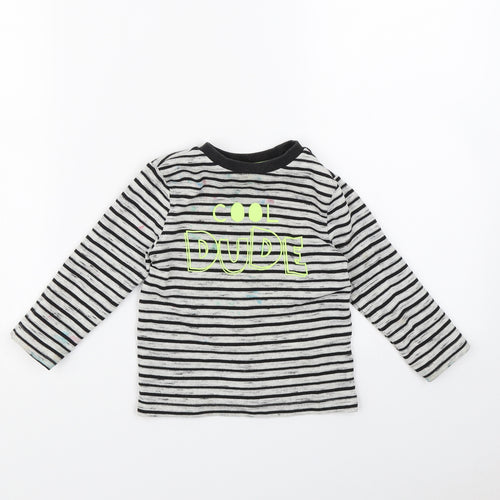 F&F Boys Black Striped  Basic T-Shirt Size 18-24 Months