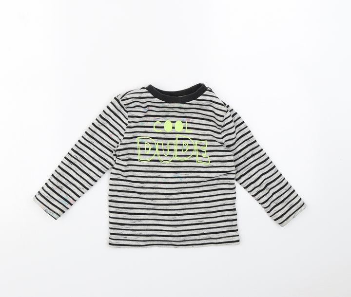 F&F Boys Black Striped  Basic T-Shirt Size 18-24 Months