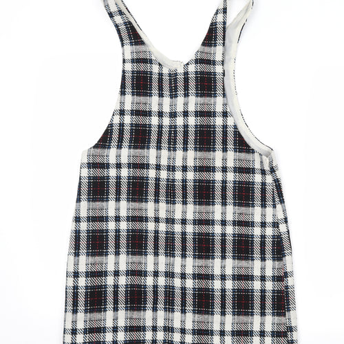 newlook Womens Black Plaid  Pinafore/Dungaree Dress  Size 8