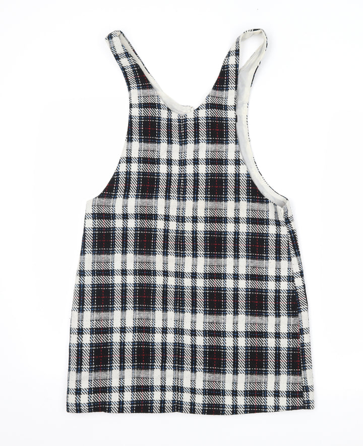 newlook Womens Black Plaid  Pinafore/Dungaree Dress  Size 8