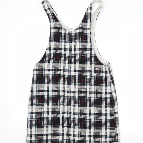 newlook Womens Black Plaid  Pinafore/Dungaree Dress  Size 8