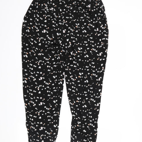 ICHI Womens Black Floral  Trousers  Size 10 L23 in