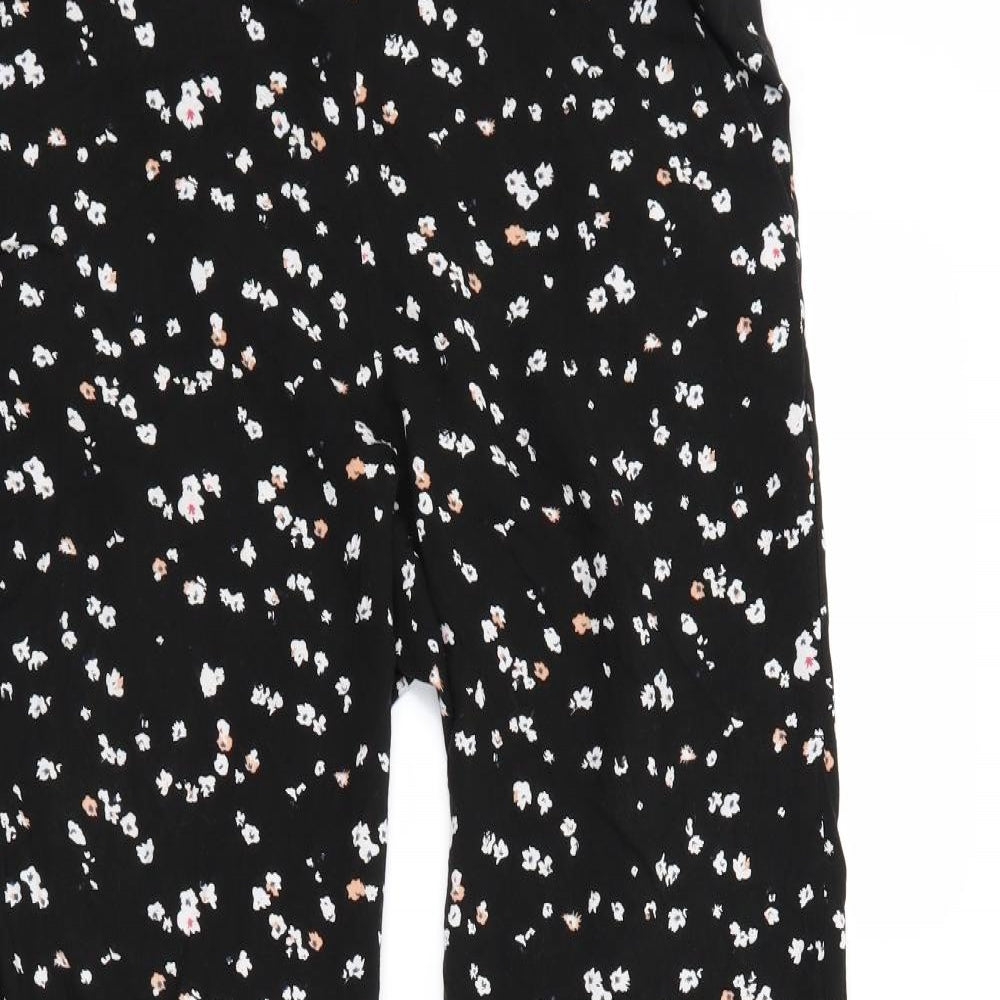 ICHI Womens Black Floral  Trousers  Size 10 L23 in