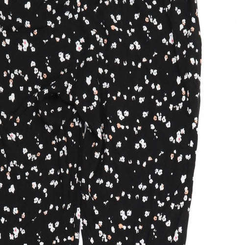 ICHI Womens Black Floral  Trousers  Size 10 L23 in
