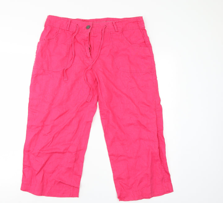 Denim & Co. Womens Pink Chino Trousers Size 12 L20 in