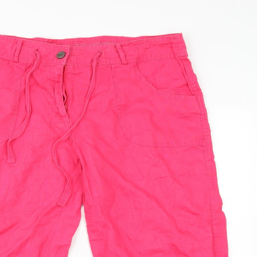 Denim & Co. Womens Pink   Chino Trousers Size 12 L20 in