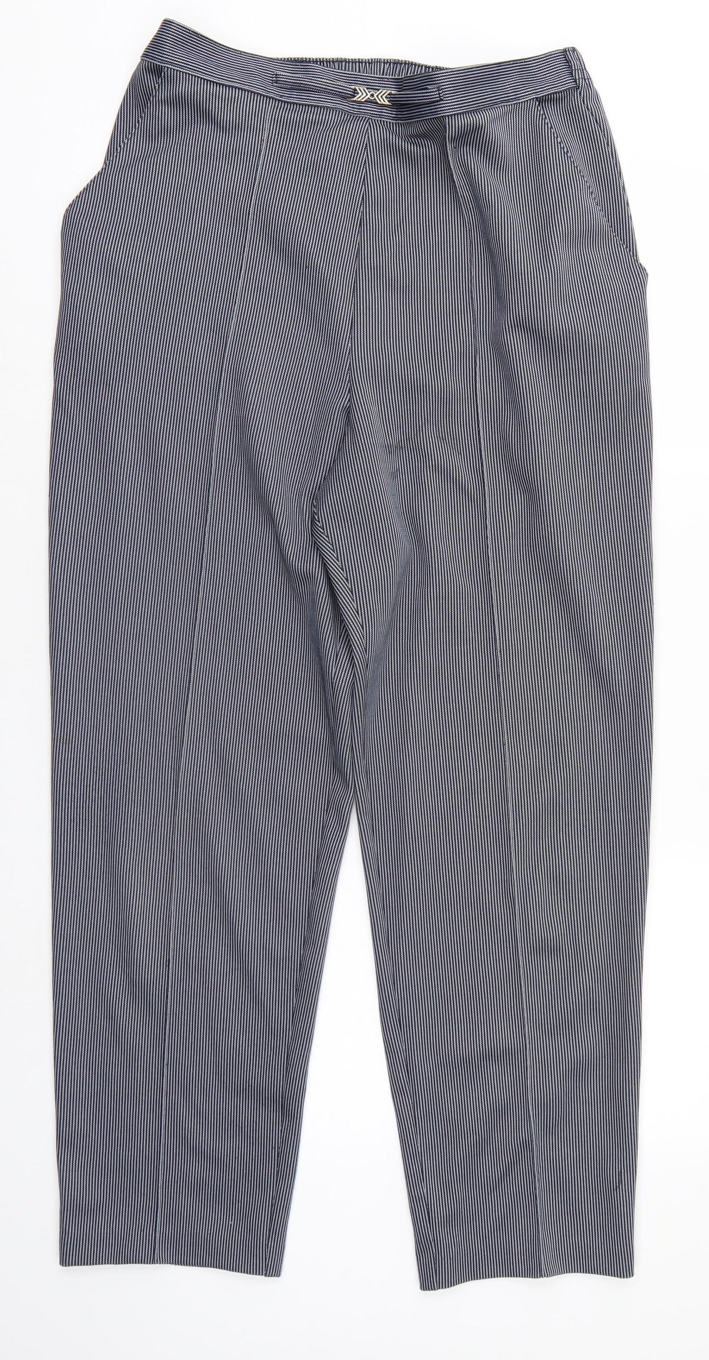 St Michael Womens Blue Striped  Trousers  Size 16 L28 in - Elastic Waist