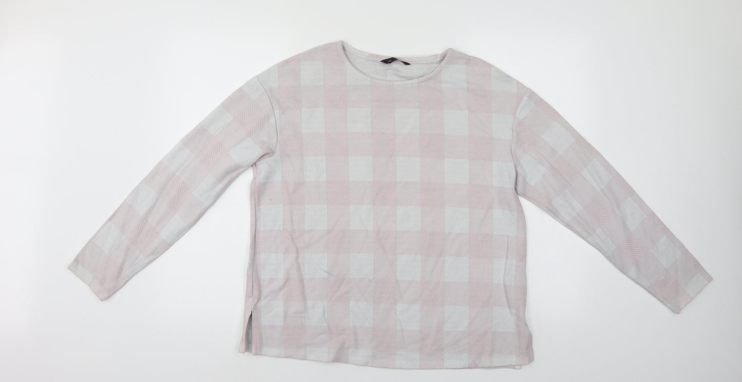 M&S Womens Pink Check  Pullover Jumper Size 14
