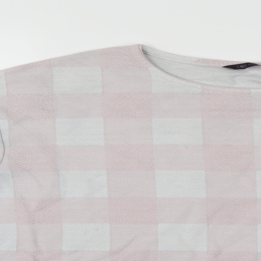 M&S Womens Pink Check  Pullover Jumper Size 14