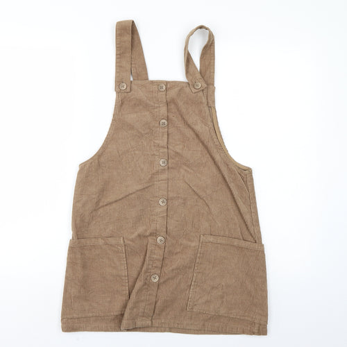 Pull & Bear Womens Brown  Corduroy Pinafore/Dungaree Dress  Size S