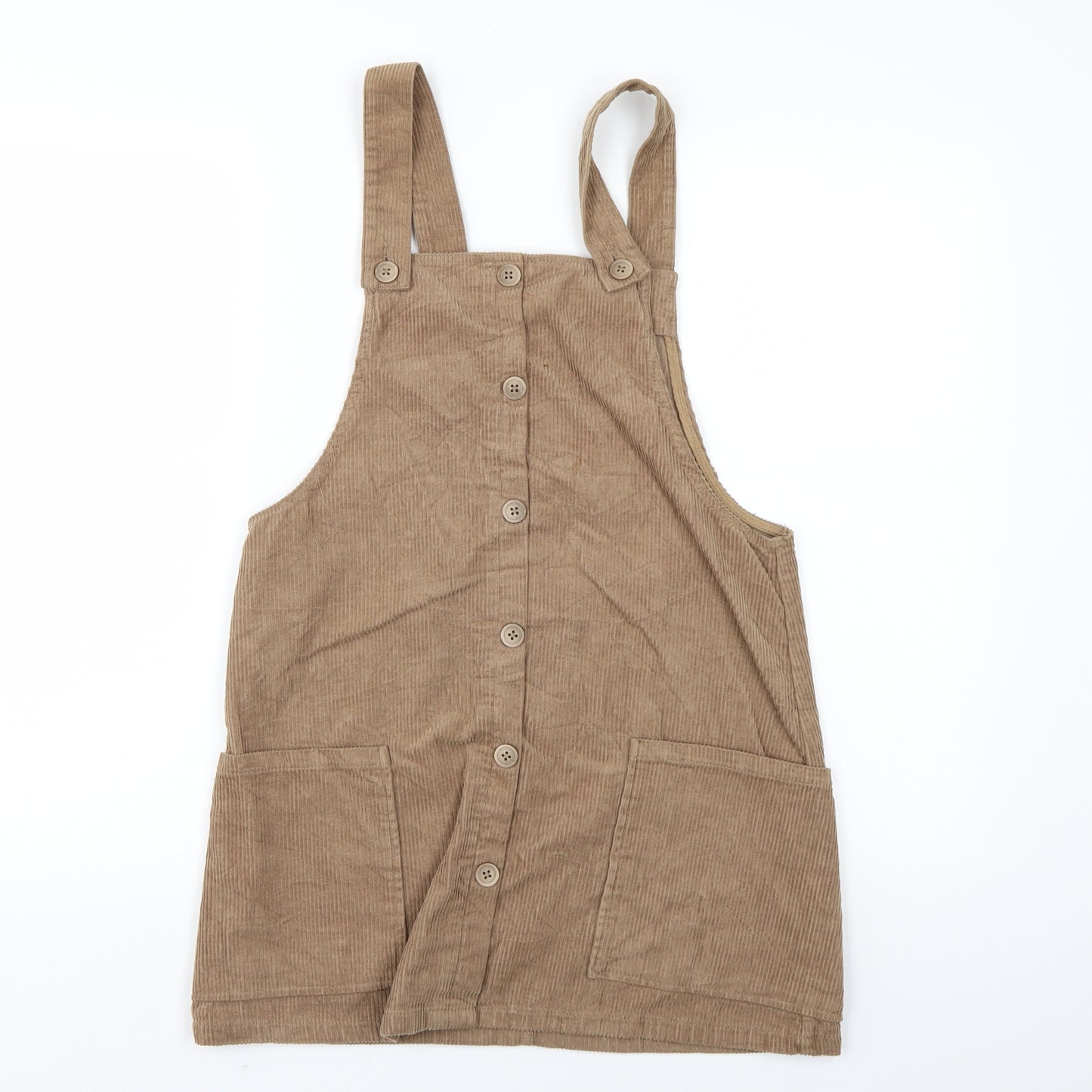 Pull & Bear Womens Brown  Corduroy Pinafore/Dungaree Dress  Size S