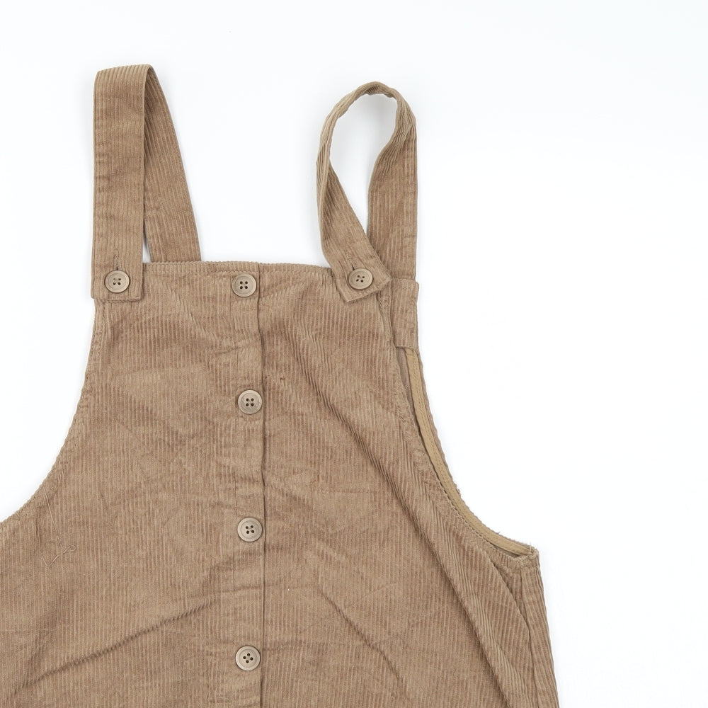 Pull & Bear Womens Brown  Corduroy Pinafore/Dungaree Dress  Size S
