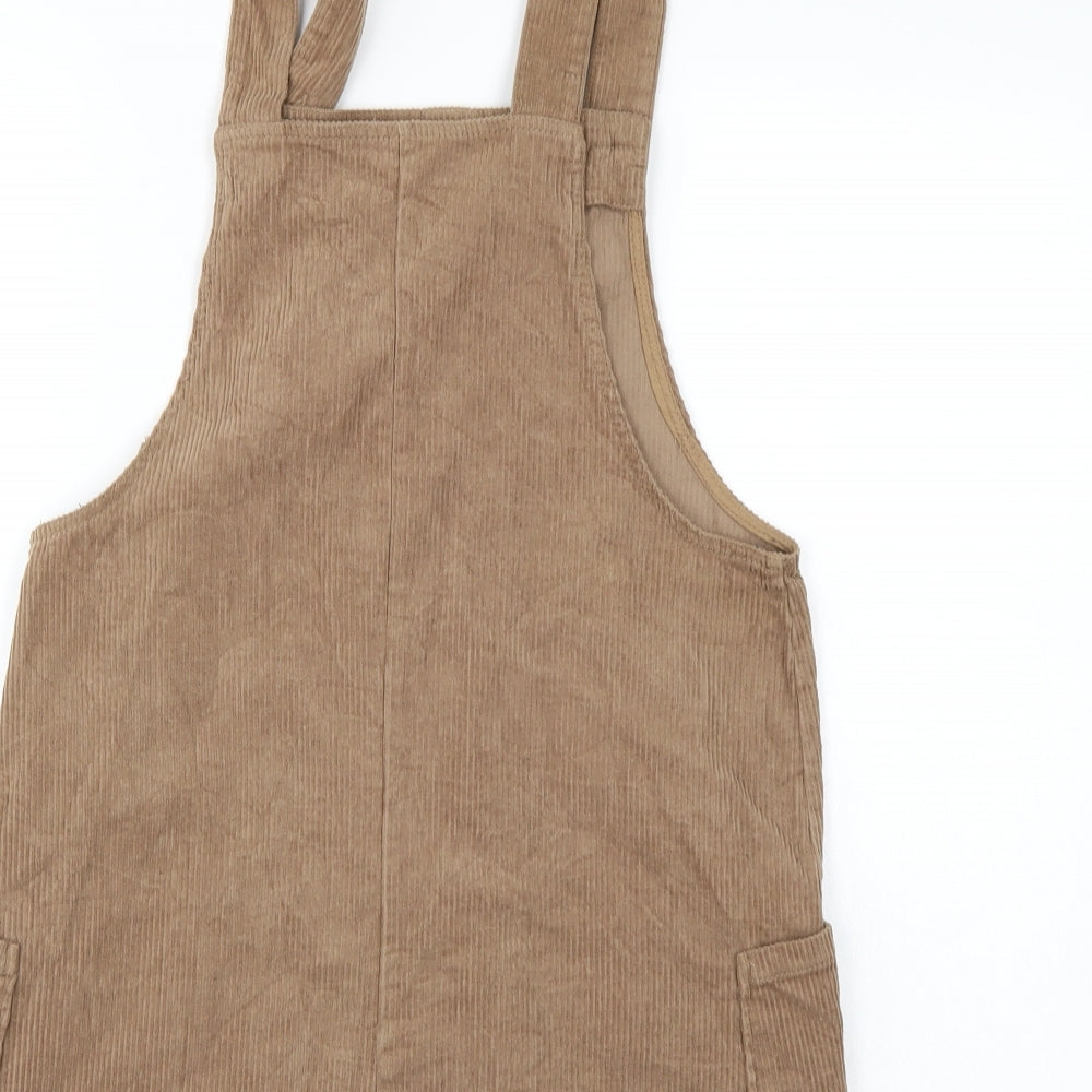 Pull & Bear Womens Brown  Corduroy Pinafore/Dungaree Dress  Size S