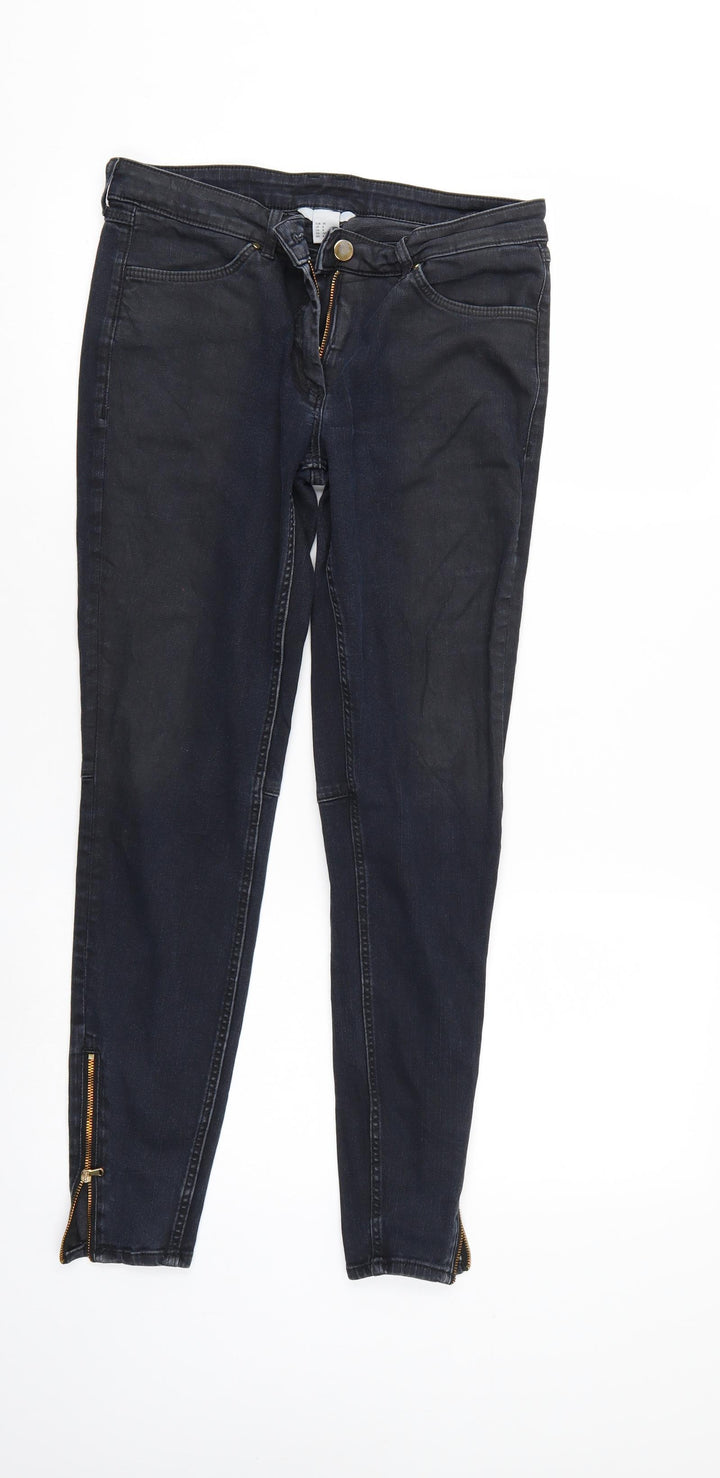 H&M Womens Black Denim Tapered Jeans Size 10 L26 in