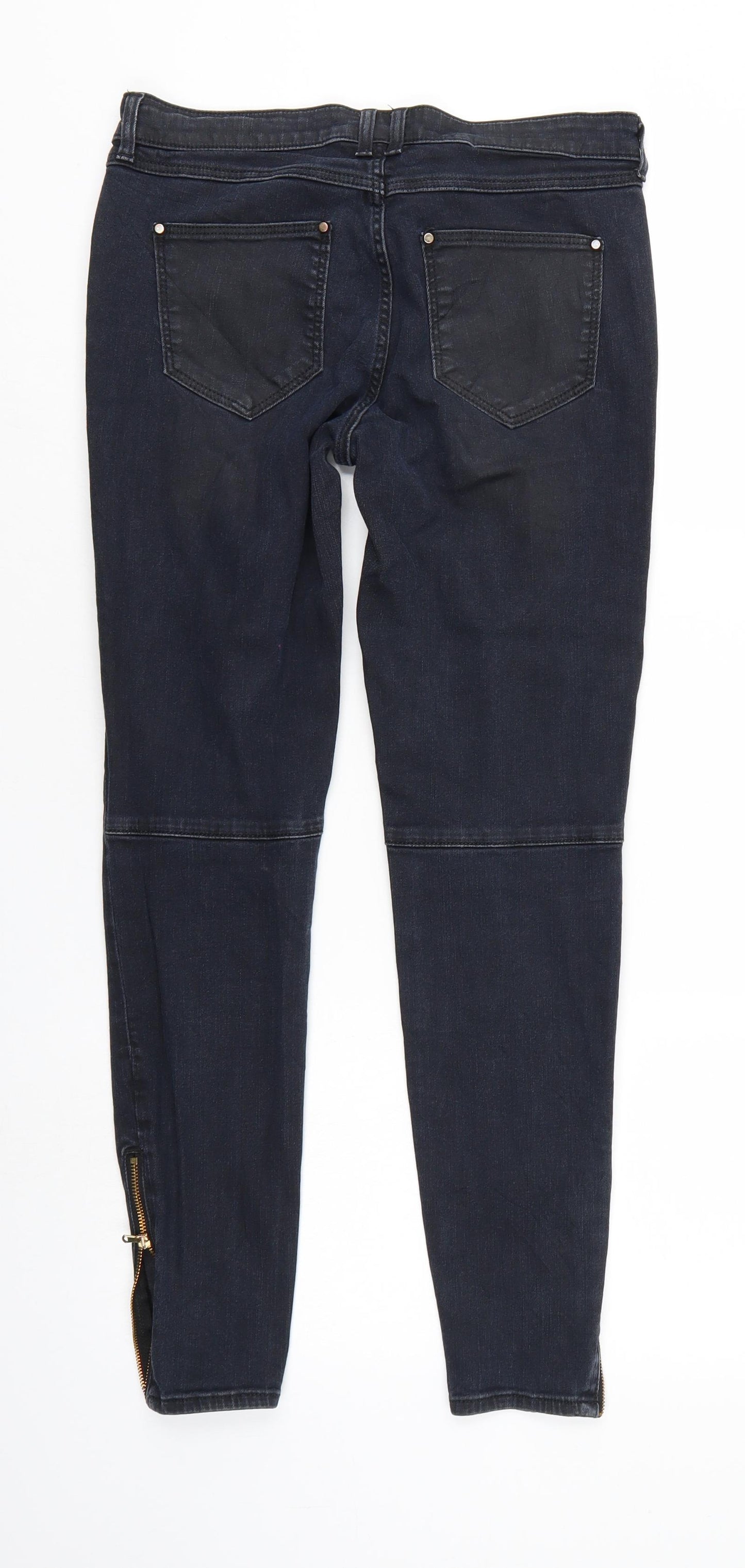 H&M Womens Black  Denim Tapered Jeans Size 10 L26 in