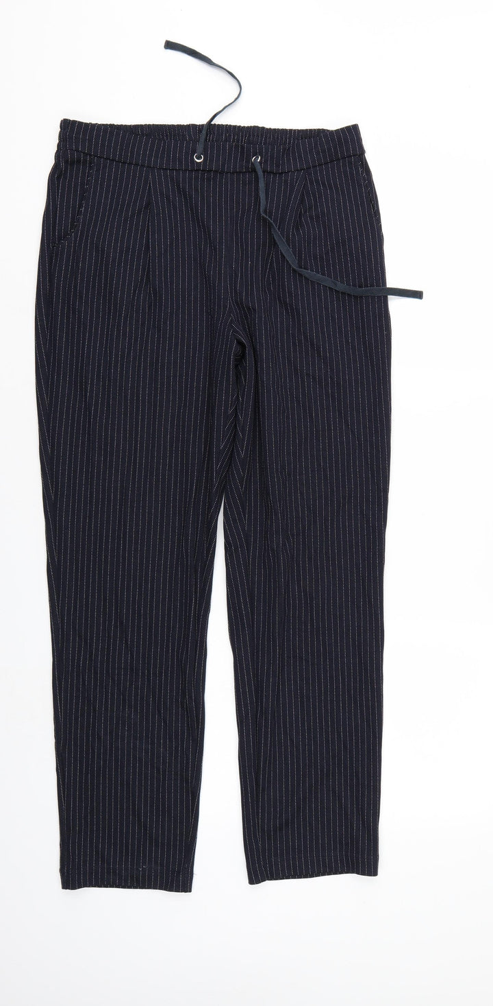 TU Womens Black Striped Trousers Size 12 L27 in