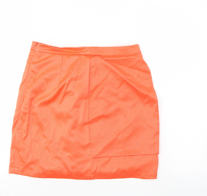 Missguided Womens Orange A-Line Skirt Size 10