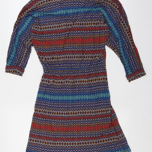 Warehouse Womens Blue Geometric  Fit & Flare  Size 8