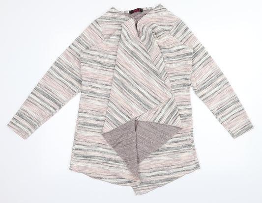 Front view of Cruz women’s multicoloured striped cardigan jumper, size UK 16