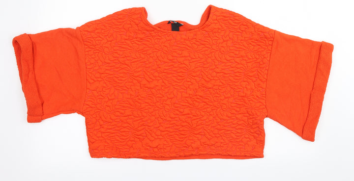 H&M Womens Orange Cropped T-Shirt Size M