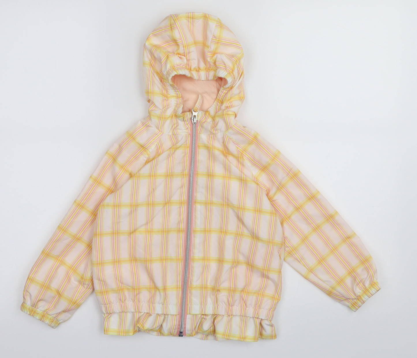NEXT Girls Yellow Check  Basic Coat Coat Size 2-3 Years