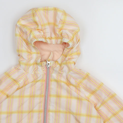 NEXT Girls Yellow Check  Basic Coat Coat Size 2-3 Years