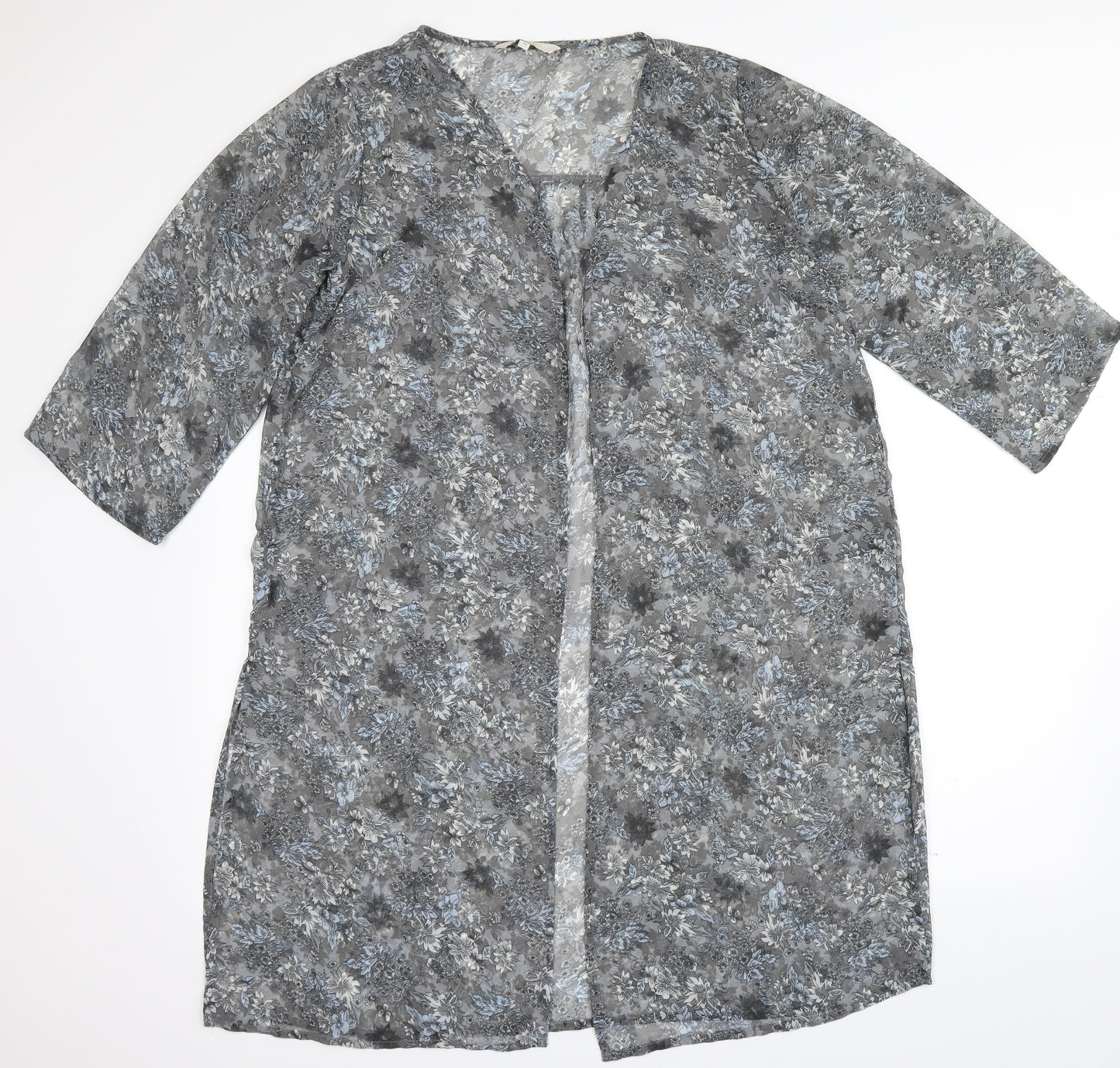 NEXT Womens Grey Floral  Kimono Blouse Size 12  - Pool Cover Up