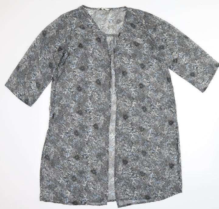 NEXT Womens Grey Floral  Kimono Blouse Size 12  - Pool Cover Up