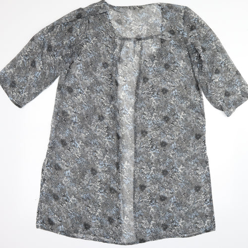NEXT Womens Grey Floral  Kimono Blouse Size 12  - Pool Cover Up