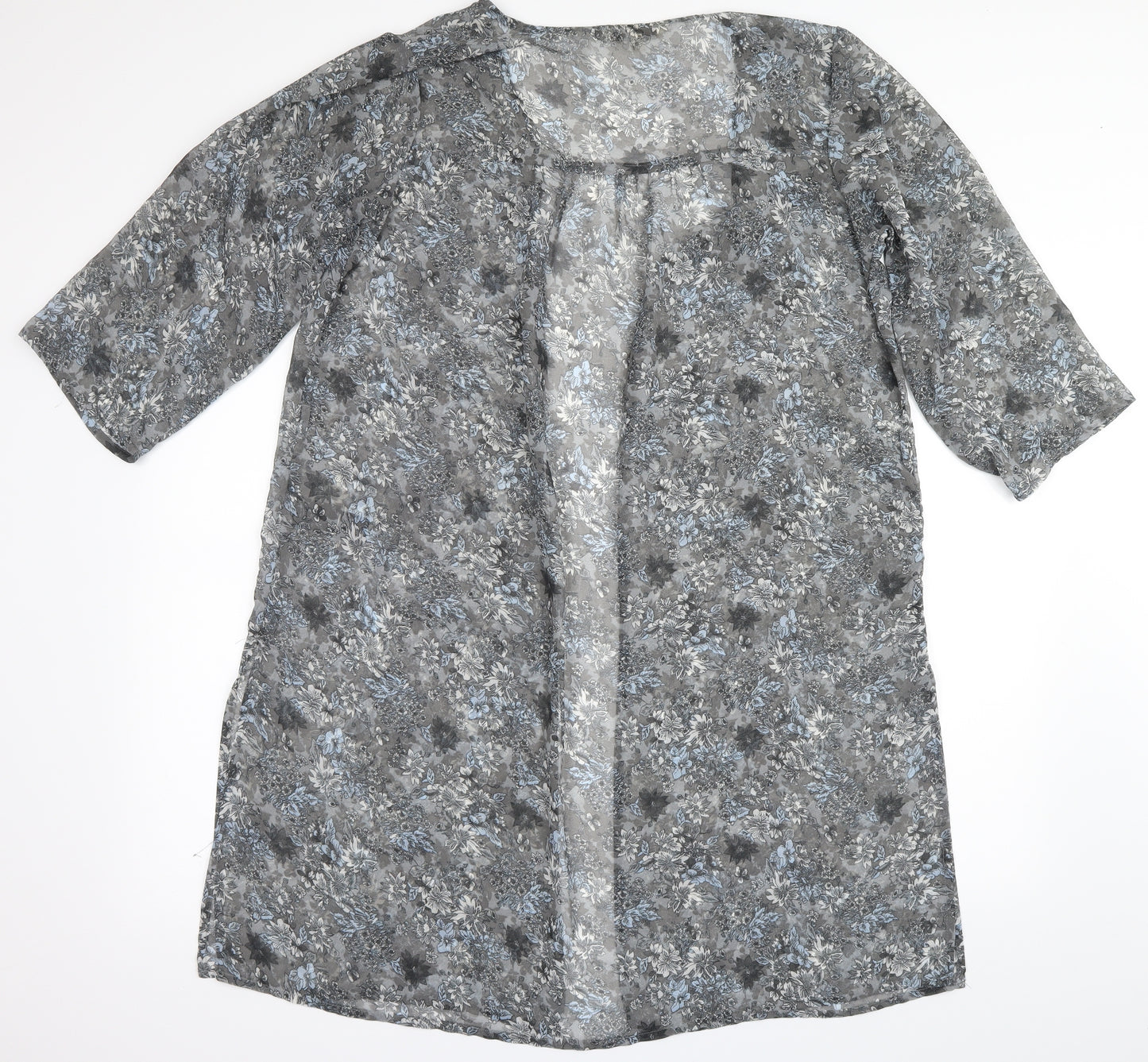 NEXT Womens Grey Floral  Kimono Blouse Size 12  - Pool Cover Up