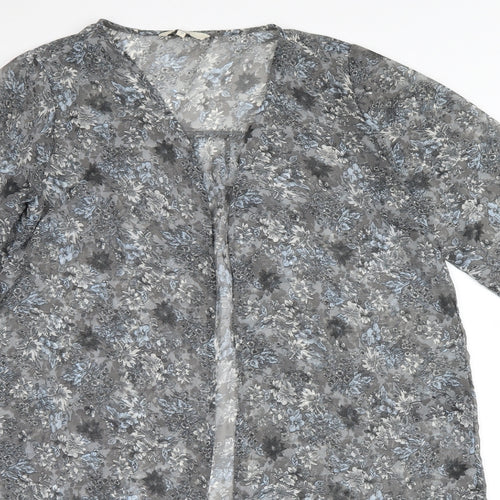 NEXT Womens Grey Floral  Kimono Blouse Size 12  - Pool Cover Up