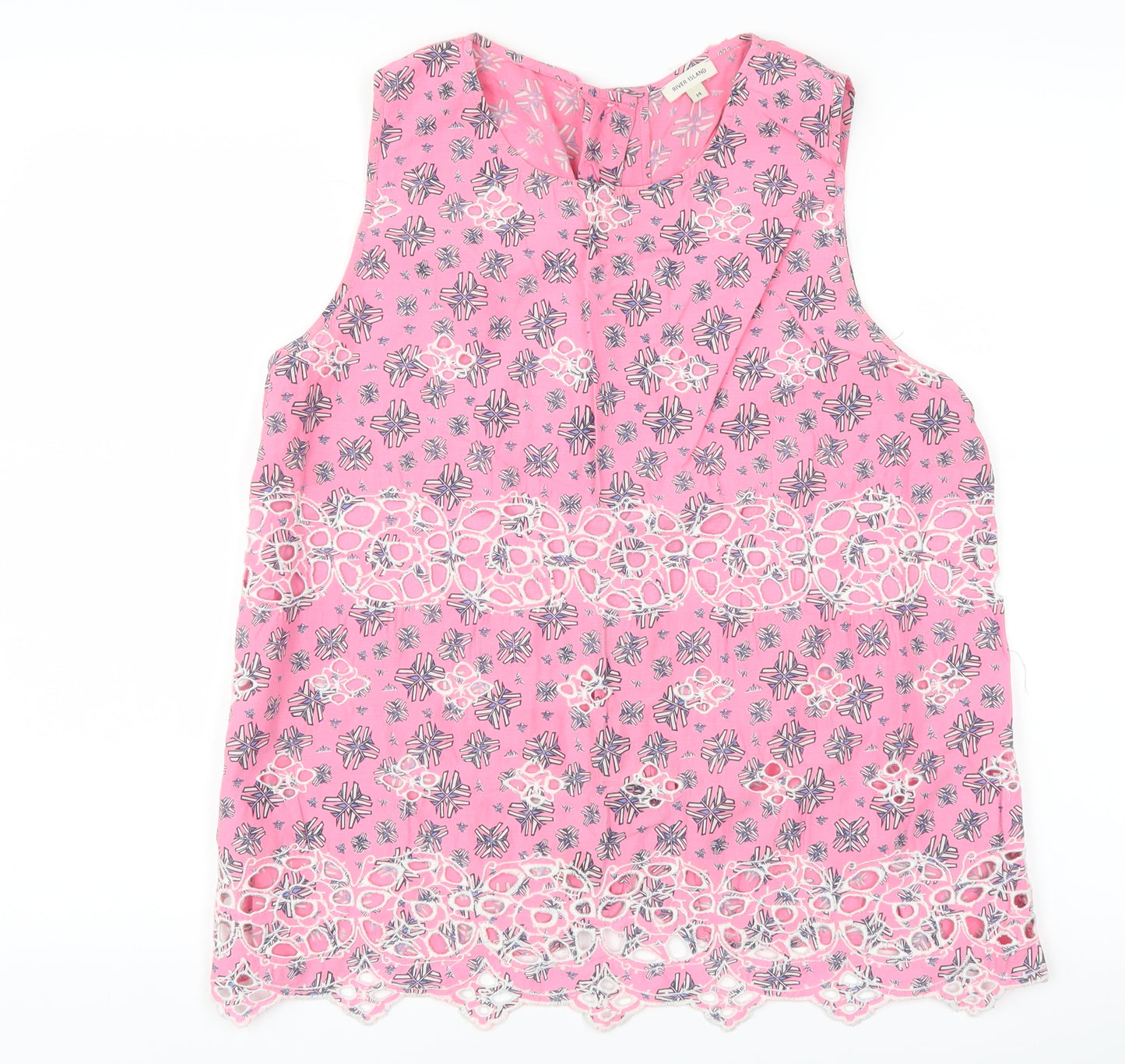River Island Womens Pink Floral  Basic Tank Size 14