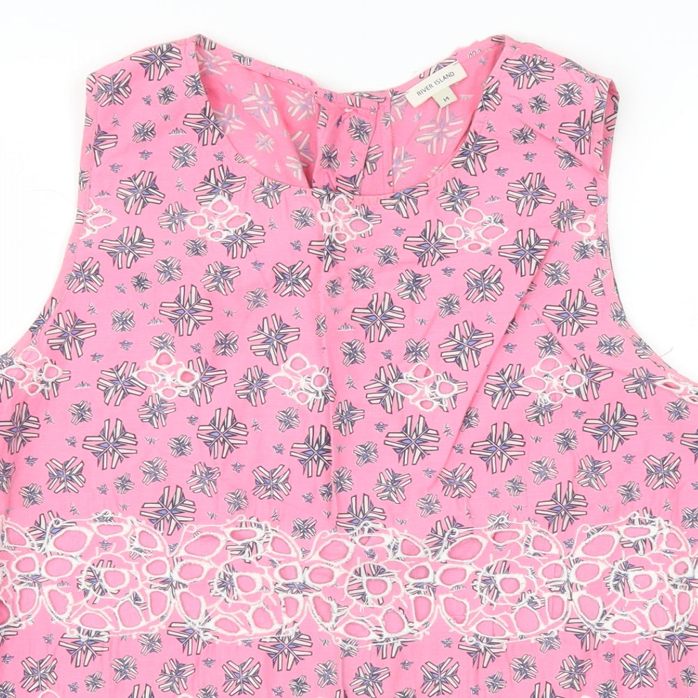 River Island Womens Pink Floral  Basic Tank Size 14