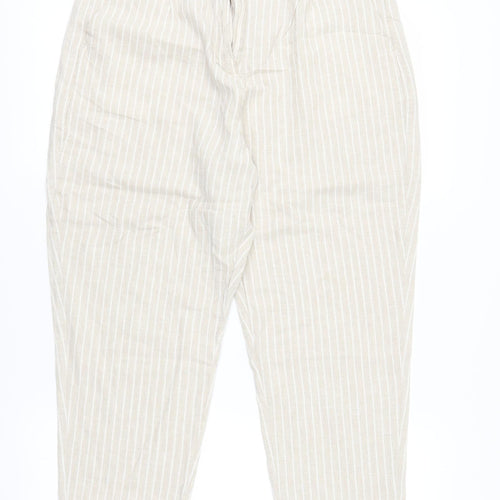 F&F Womens Beige Striped  Trousers  Size 10 L23 in