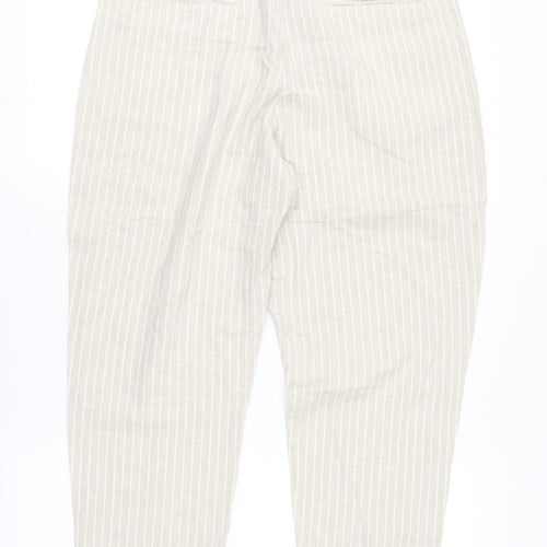 F&F Womens Beige Striped  Trousers  Size 10 L23 in
